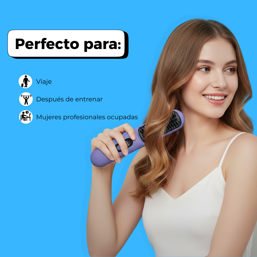 Cabello liso en minutos: sin planchas, sin cables, sin quemar con calor excesivo.